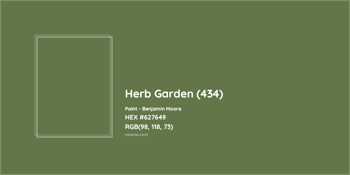 HEX #627649 Herb Garden (434) Paint Benjamin Moore - Color Code
