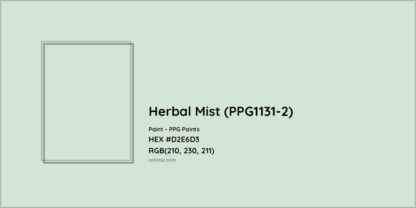 HEX #D2E6D3 Herbal Mist (PPG1131-2) Paint PPG Paints - Color Code