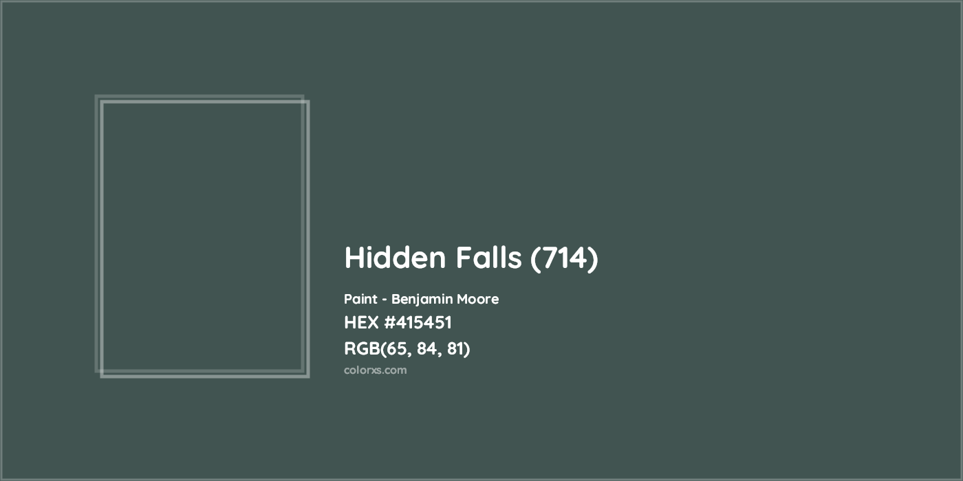 HEX #415451 Hidden Falls (714) Paint Benjamin Moore - Color Code