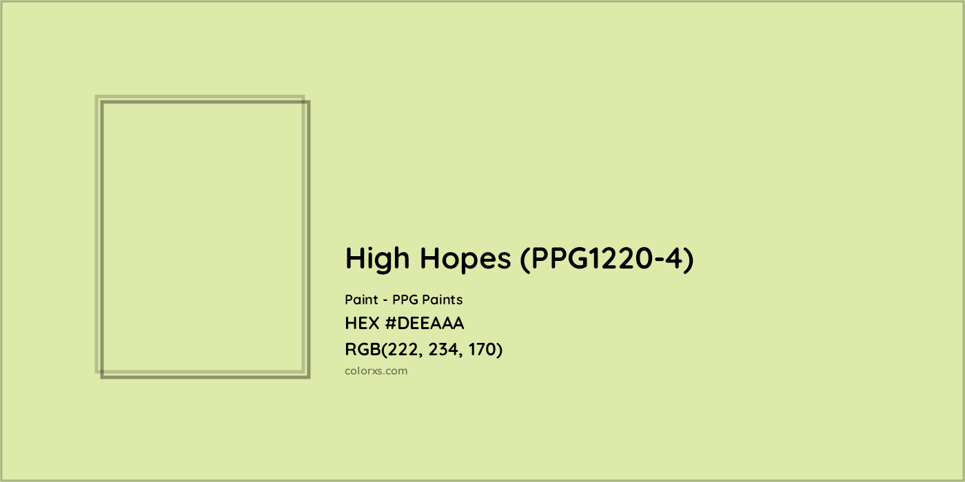HEX #DEEAAA High Hopes (PPG1220-4) Paint PPG Paints - Color Code
