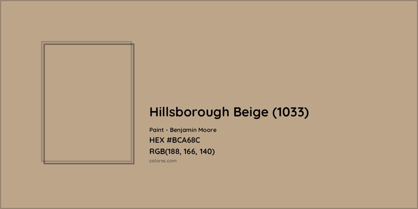 HEX #BCA68C Hillsborough Beige (1033) Paint Benjamin Moore - Color Code