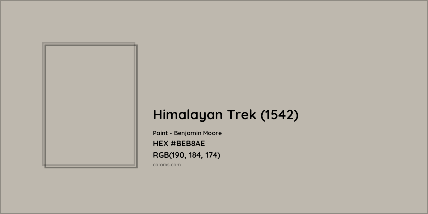 HEX #BEB8AE Himalayan Trek (1542) Paint Benjamin Moore - Color Code