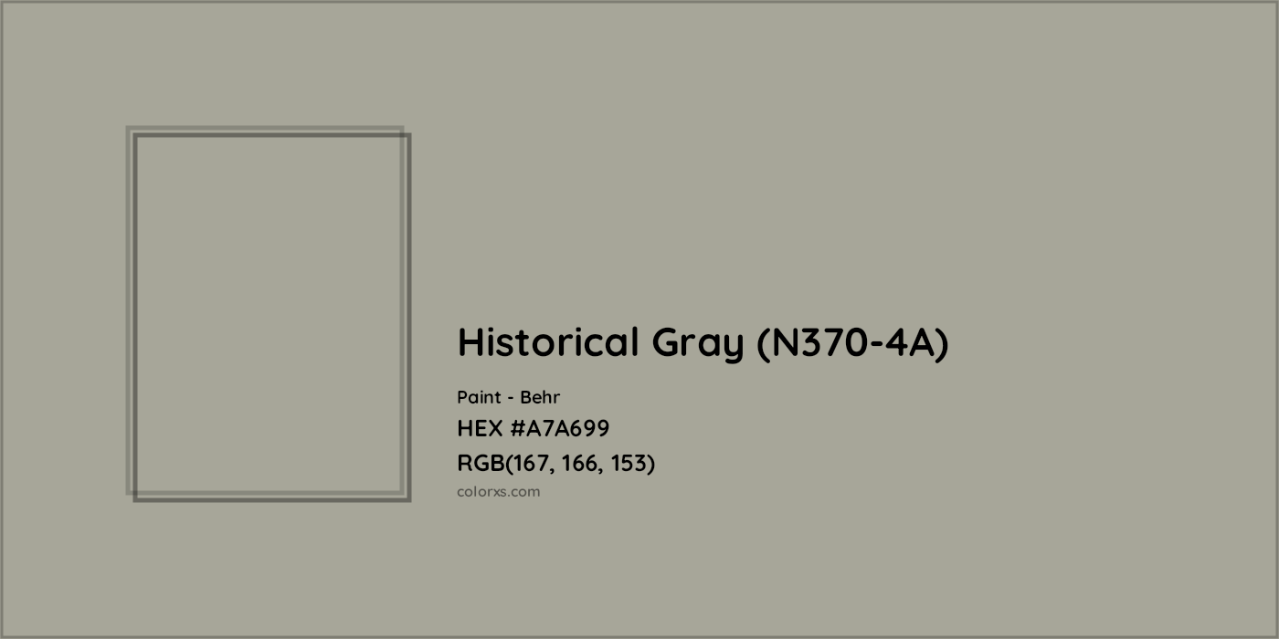 HEX #A7A699 Historical Gray (N370-4A) Paint Behr - Color Code