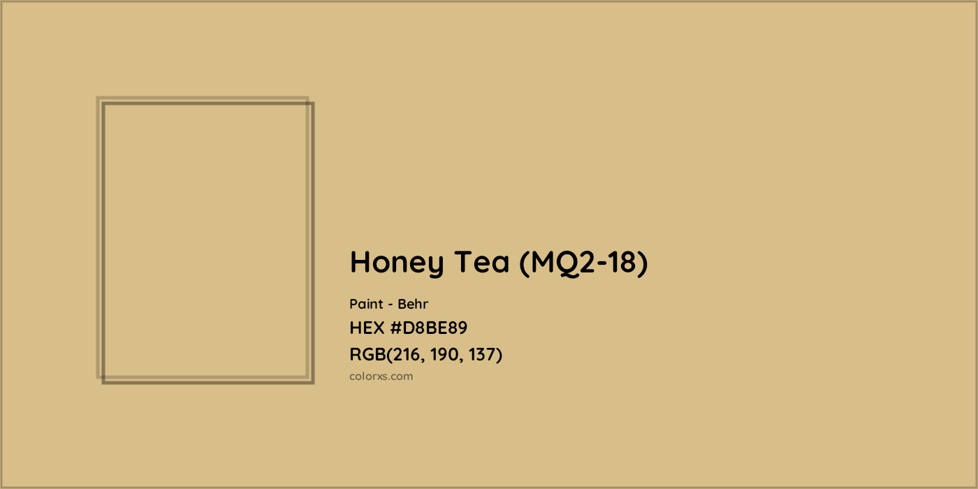 HEX #D8BE89 Honey Tea (MQ2-18) Paint Behr - Color Code