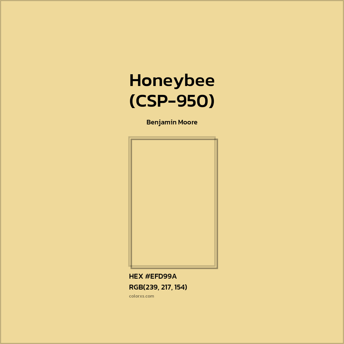 HEX #EFD99A Honeybee (CSP-950) Paint Benjamin Moore - Color Code