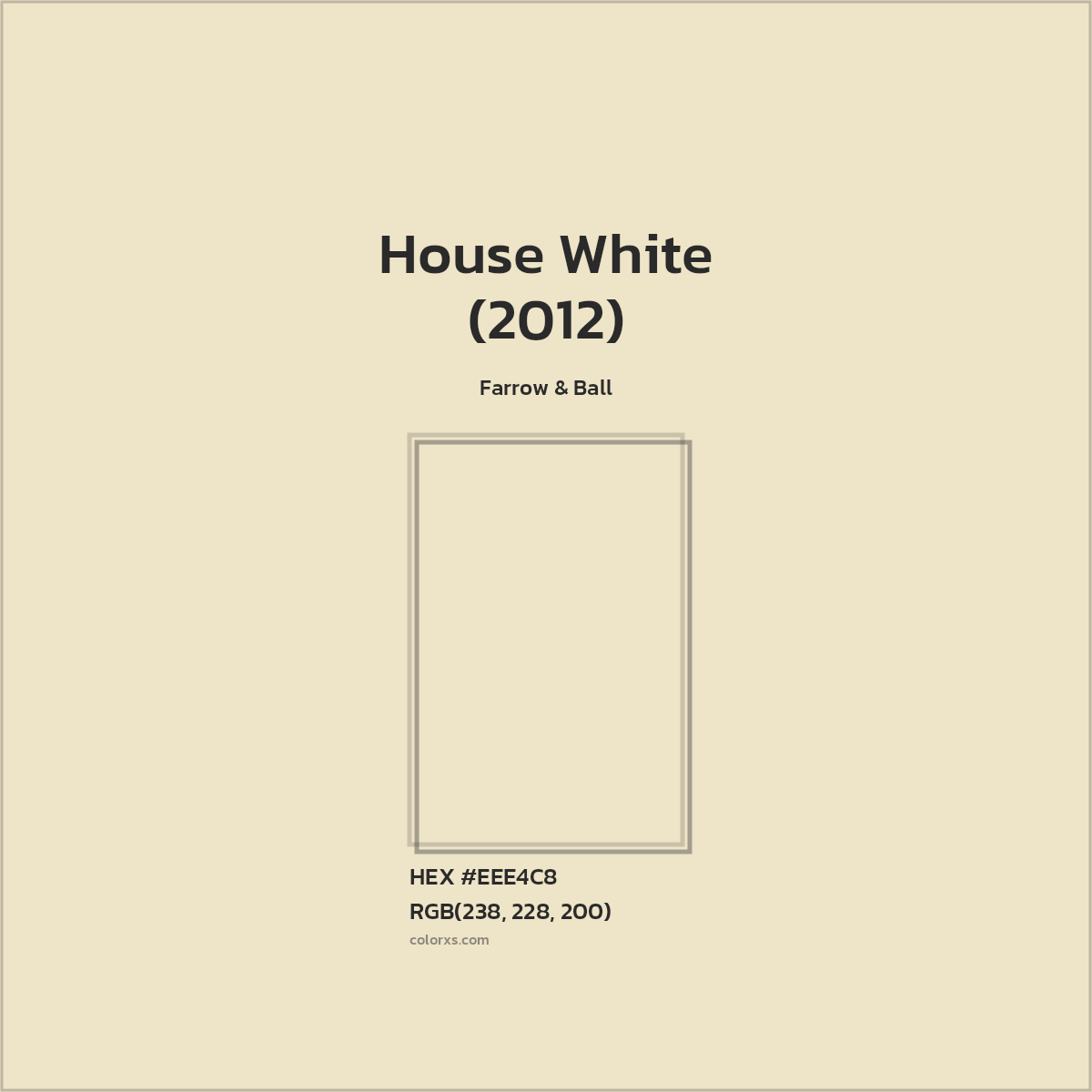 HEX #EEE4C8 House White (2012) Paint Farrow & Ball - Color Code