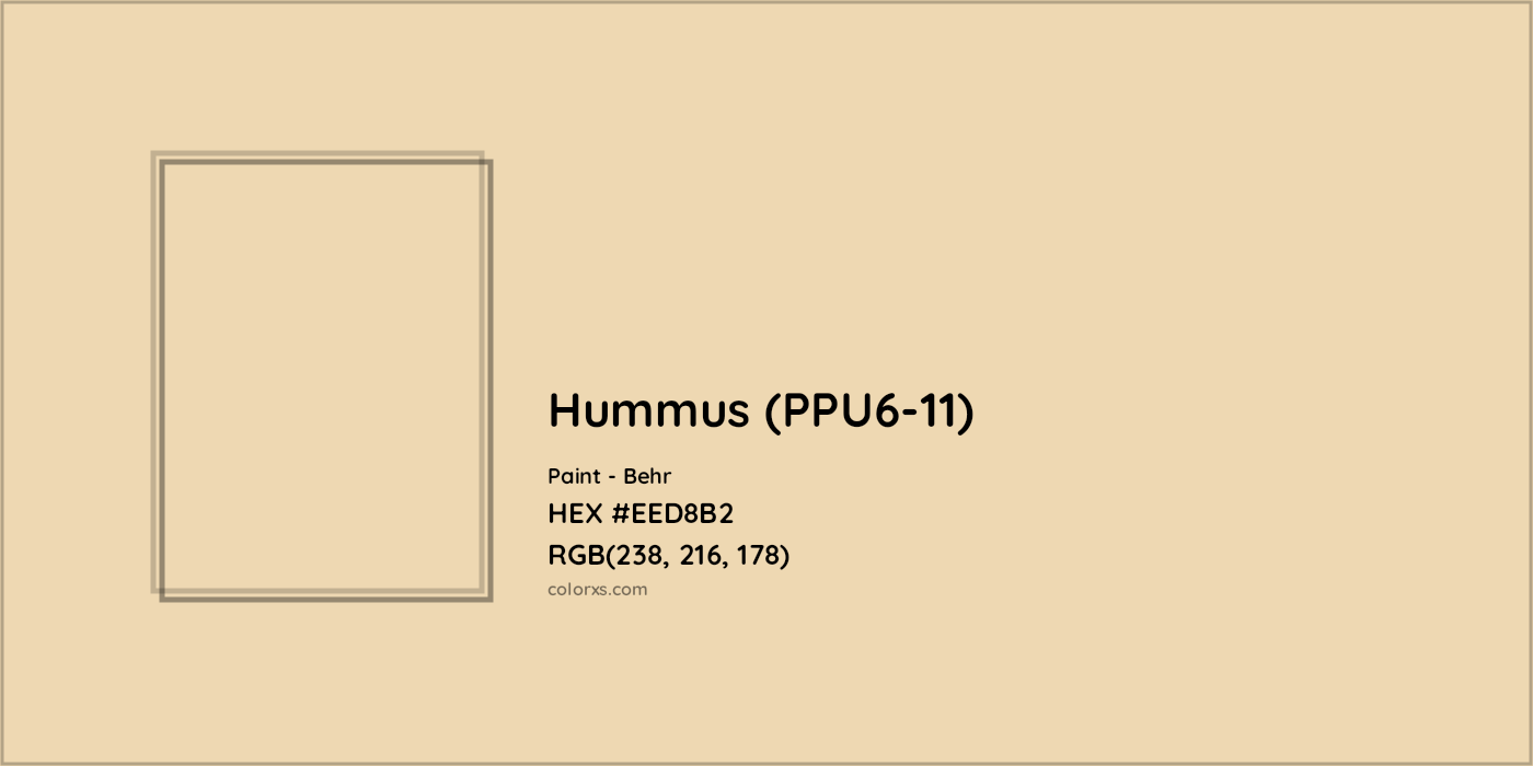 HEX #EED8B2 Hummus (PPU6-11) Paint Behr - Color Code