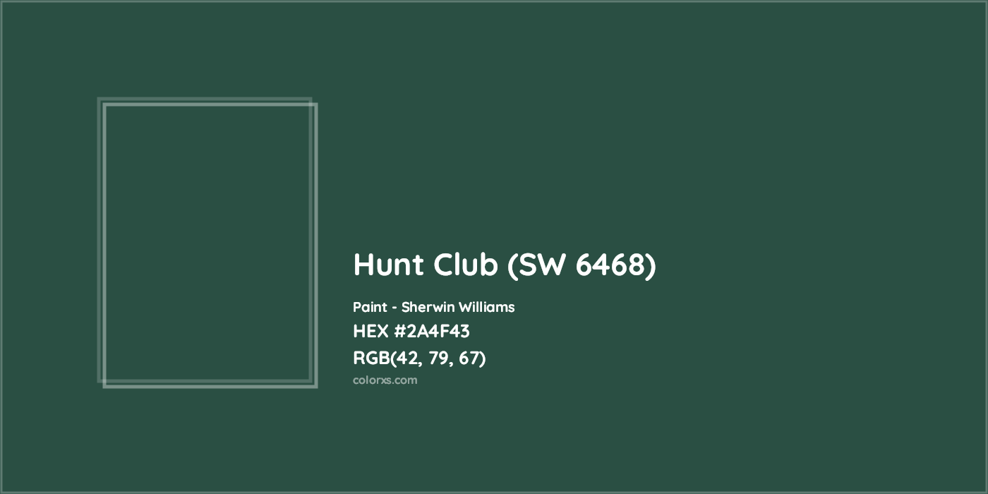 HEX #2A4F43 Hunt Club (SW 6468) Paint Sherwin Williams - Color Code
