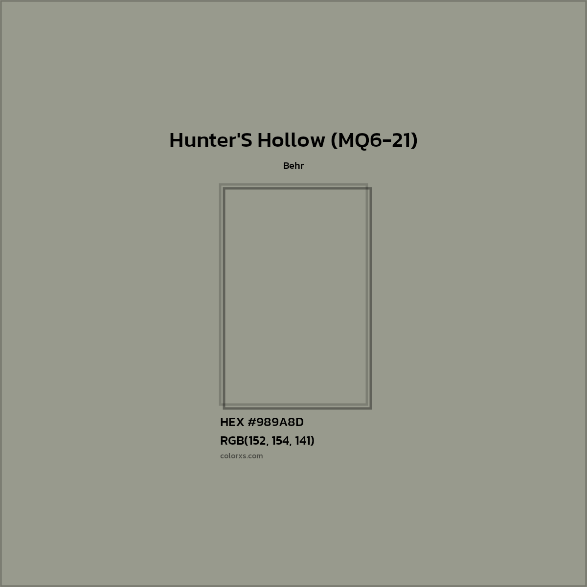 HEX #989A8D Hunter'S Hollow (MQ6-21) Paint Behr - Color Code