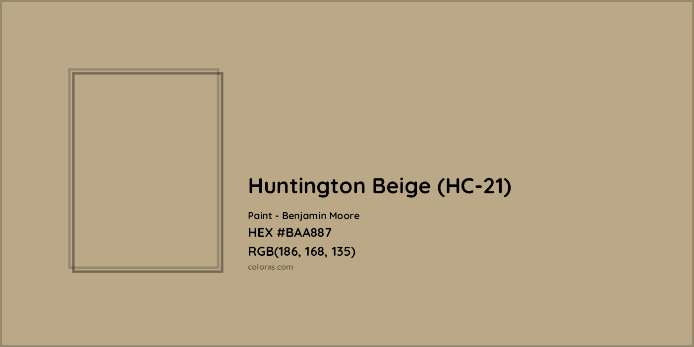 HEX #BAA887 Huntington Beige (HC-21) Paint Benjamin Moore - Color Code