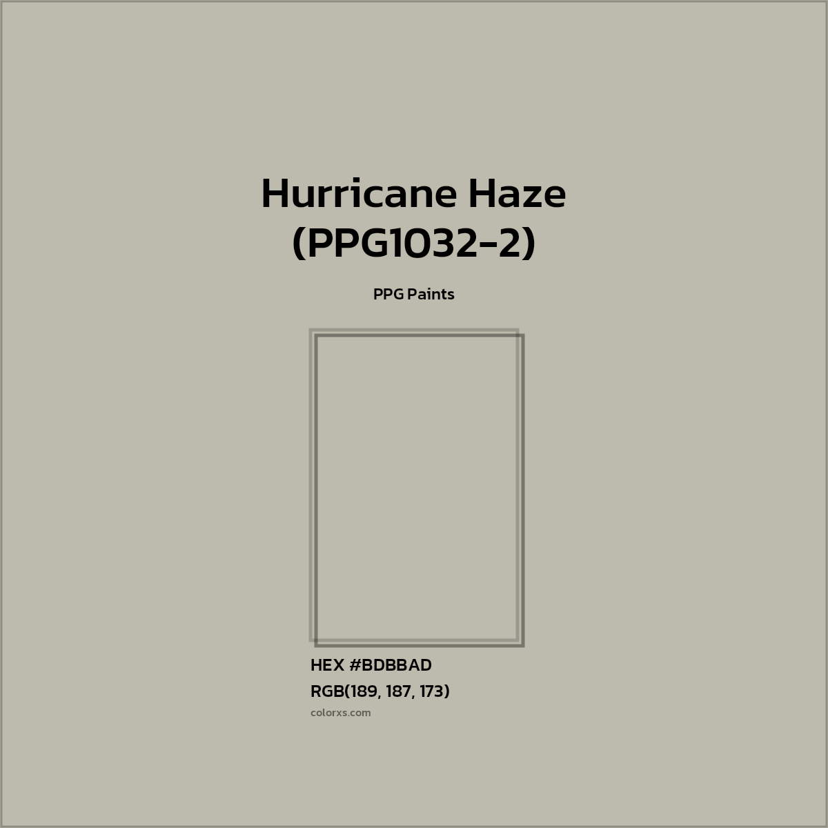 HEX #BDBBAD Hurricane Haze (PPG1032-2) Paint PPG Paints - Color Code