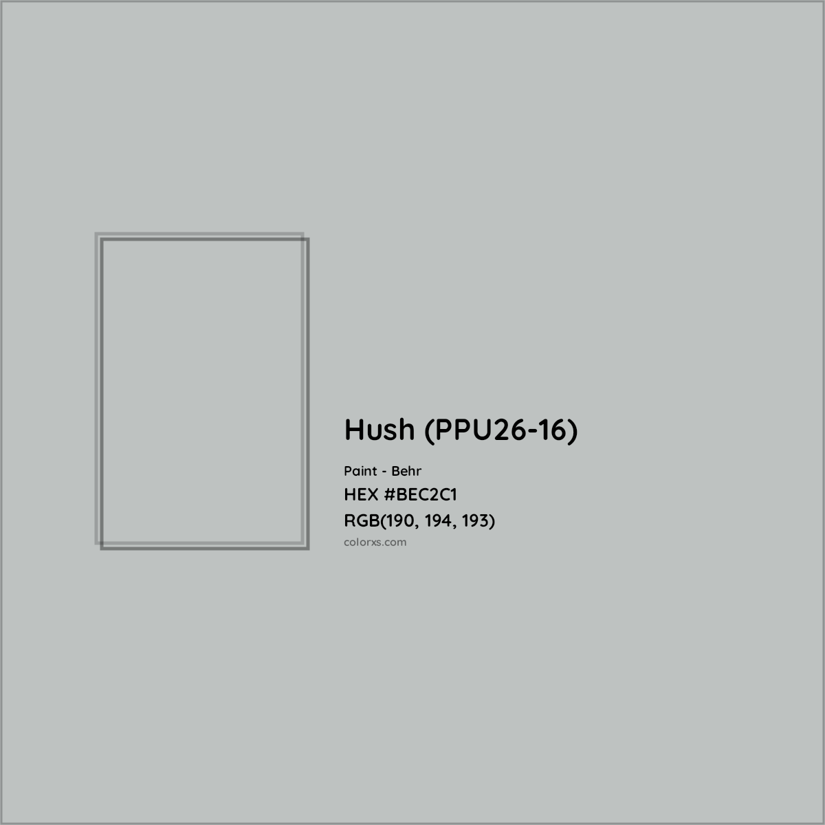 HEX #BEC2C1 Hush (PPU26-16) Paint Behr - Color Code