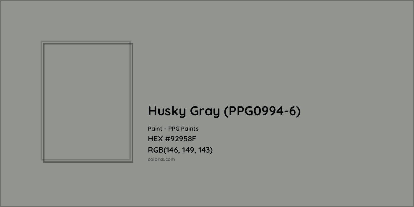 HEX #92958F Husky Gray (PPG0994-6) Paint PPG Paints - Color Code