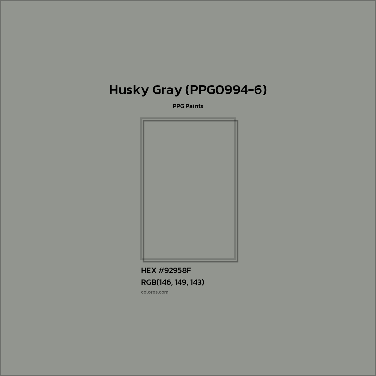 HEX #92958F Husky Gray (PPG0994-6) Paint PPG Paints - Color Code