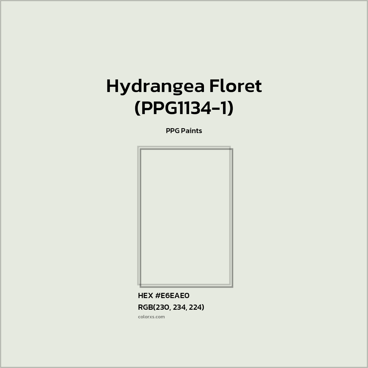 HEX #E6EAE0 Hydrangea Floret (PPG1134-1) Paint PPG Paints - Color Code