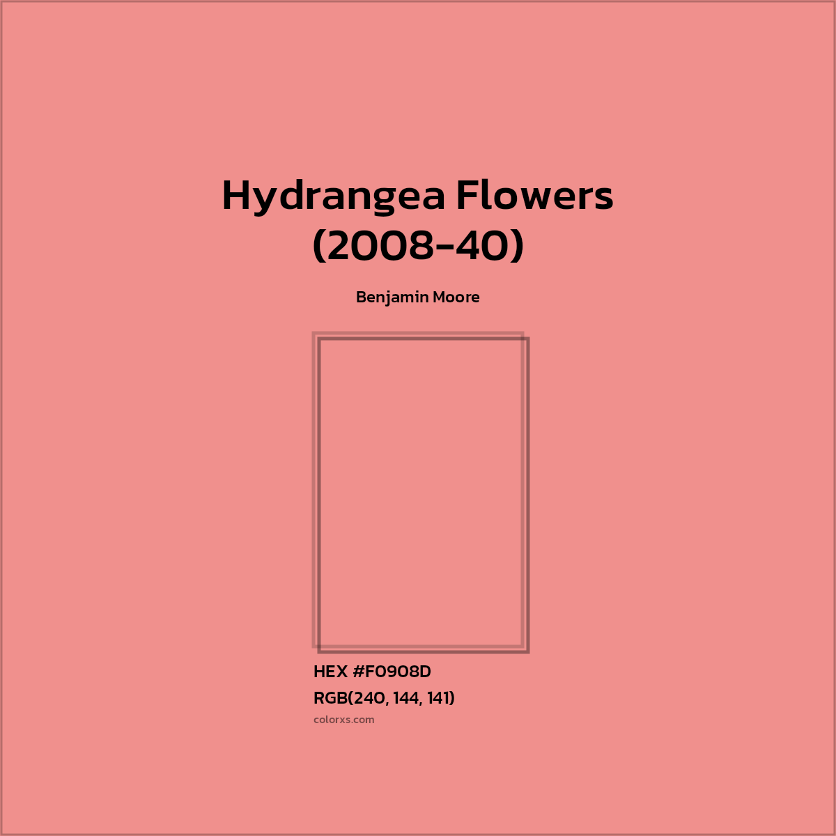 HEX #F0908D Hydrangea Flowers (2008-40) Paint Benjamin Moore - Color Code