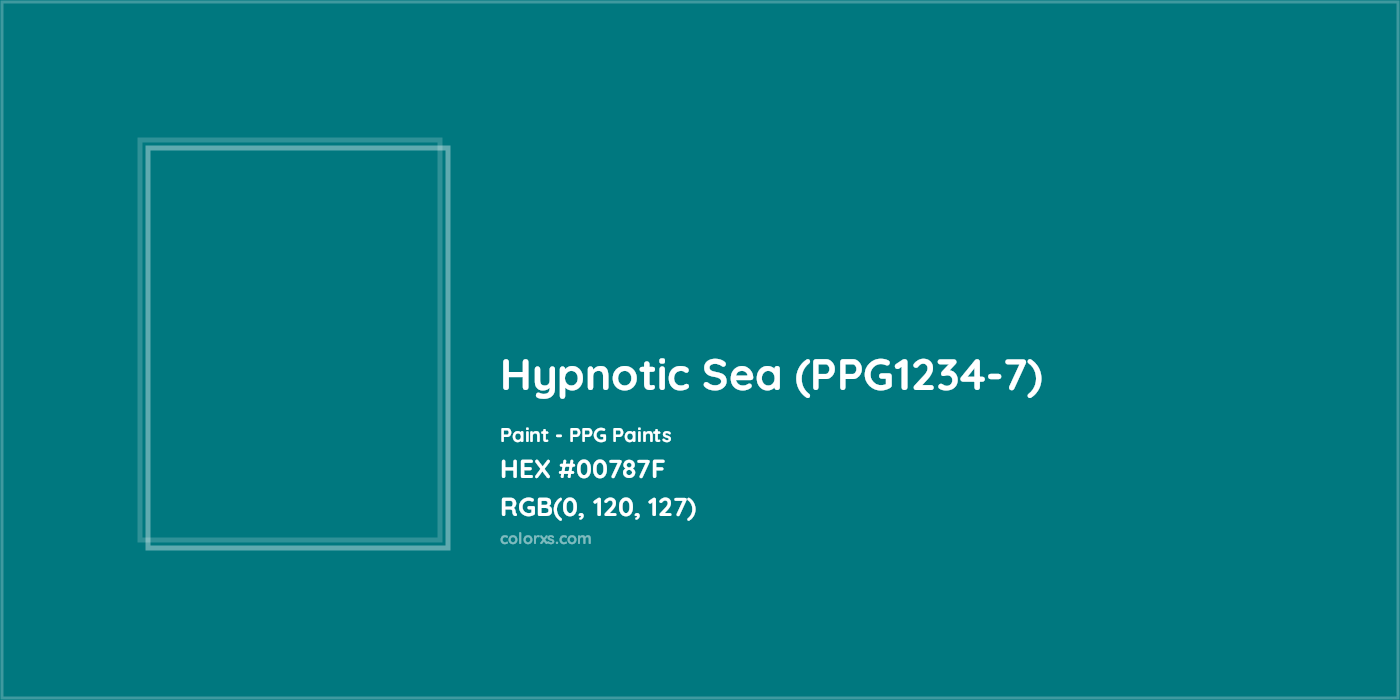 HEX #00787F Hypnotic Sea (PPG1234-7) Paint PPG Paints - Color Code