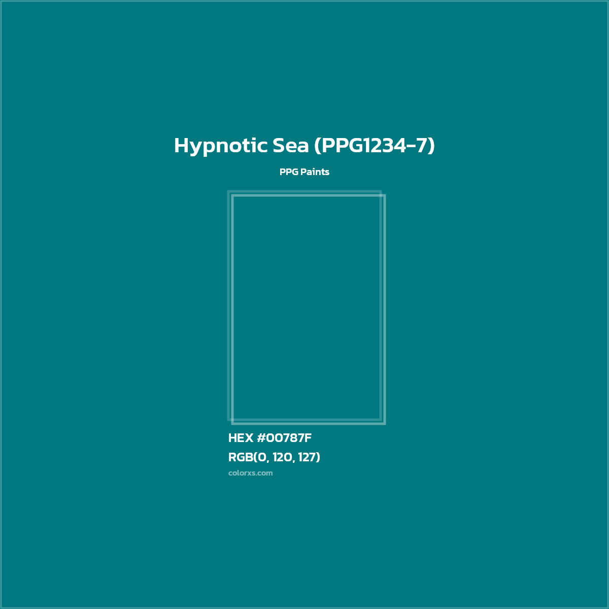 HEX #00787F Hypnotic Sea (PPG1234-7) Paint PPG Paints - Color Code