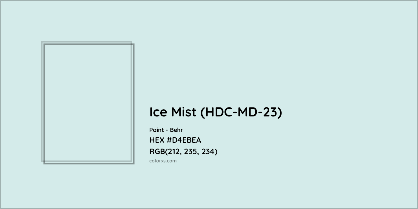 HEX #D4EBEA Ice Mist (HDC-MD-23) Paint Behr - Color Code