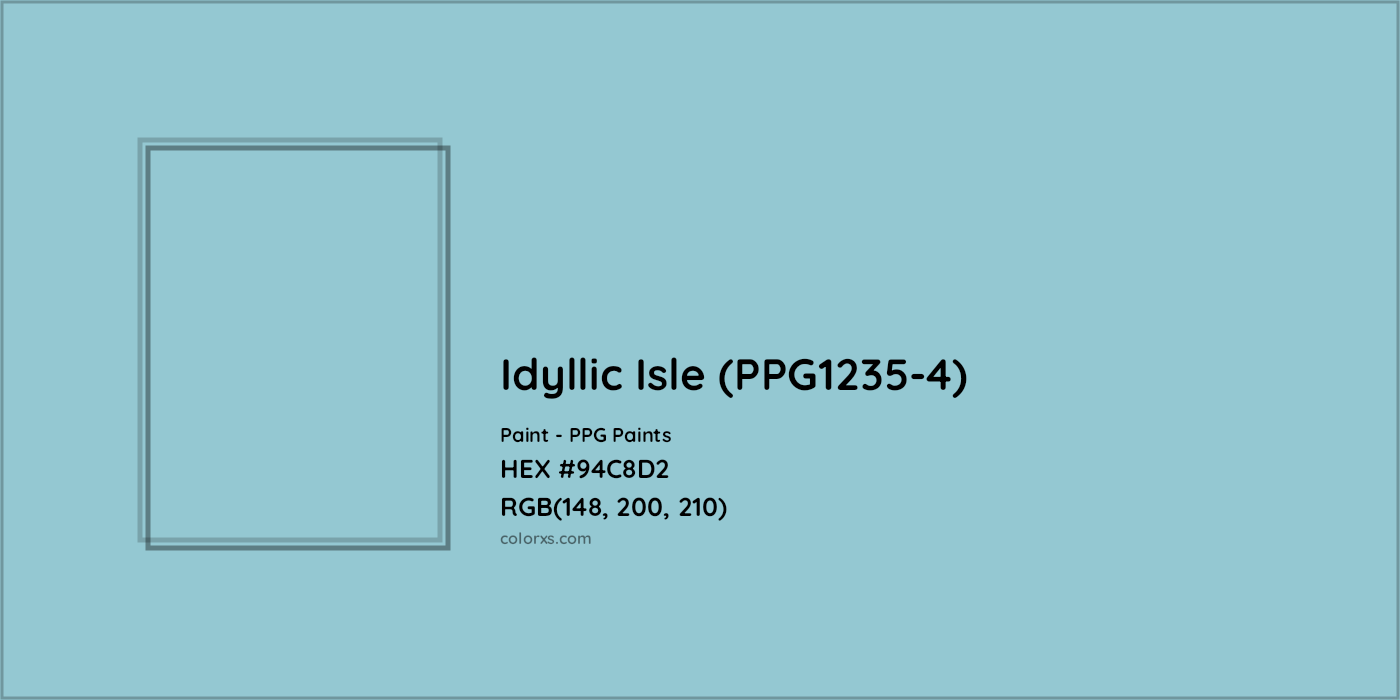 HEX #94C8D2 Idyllic Isle (PPG1235-4) Paint PPG Paints - Color Code