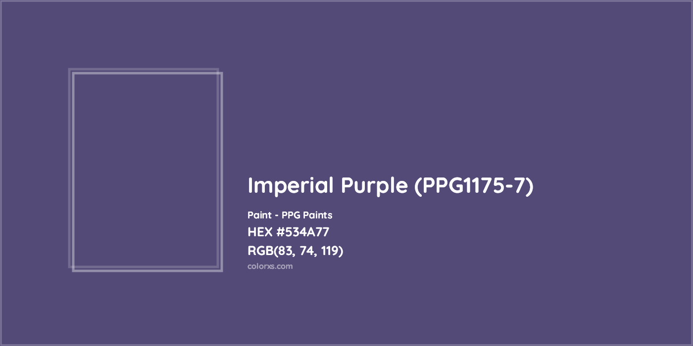 HEX #534A77 Imperial Purple (PPG1175-7) Paint PPG Paints - Color Code