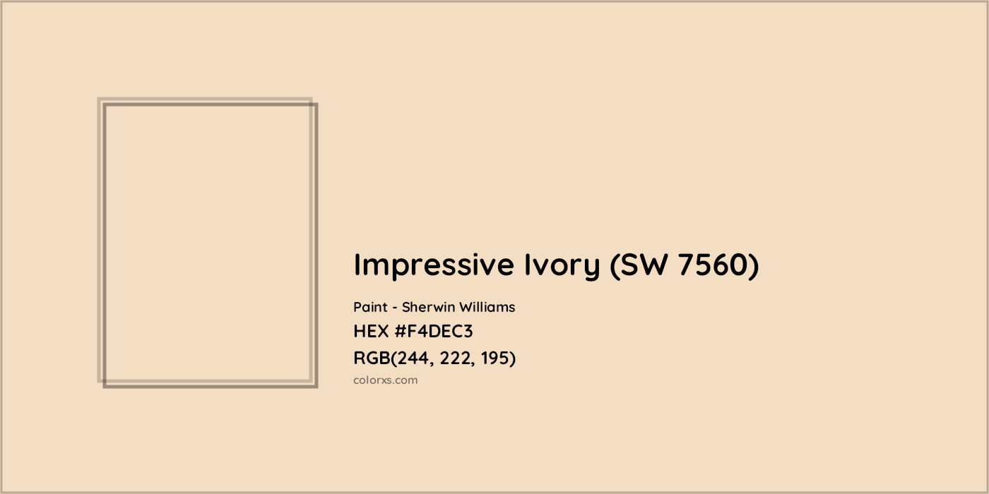 HEX #F4DEC3 Impressive Ivory (SW 7560) Paint Sherwin Williams - Color Code