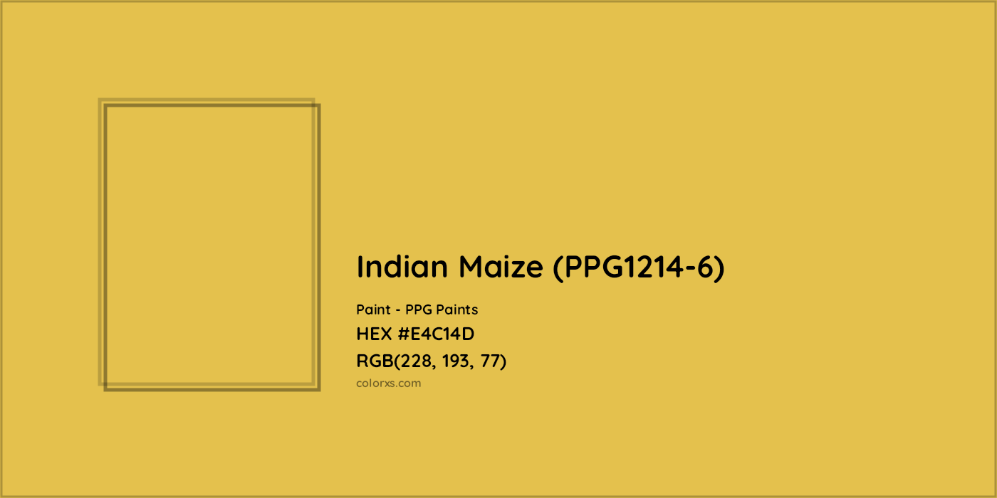 HEX #E4C14D Indian Maize (PPG1214-6) Paint PPG Paints - Color Code