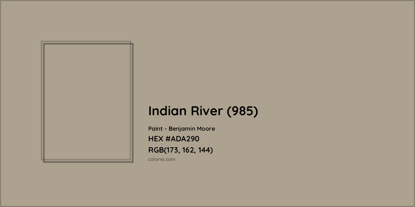 HEX #ADA290 Indian River (985) Paint Benjamin Moore - Color Code