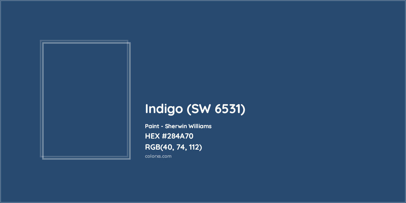 HEX #284A70 Indigo (SW 6531) Paint Sherwin Williams - Color Code