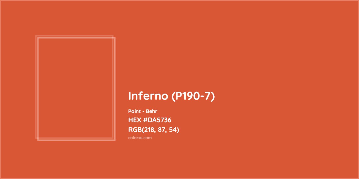 HEX #DA5736 Inferno (P190-7) Paint Behr - Color Code
