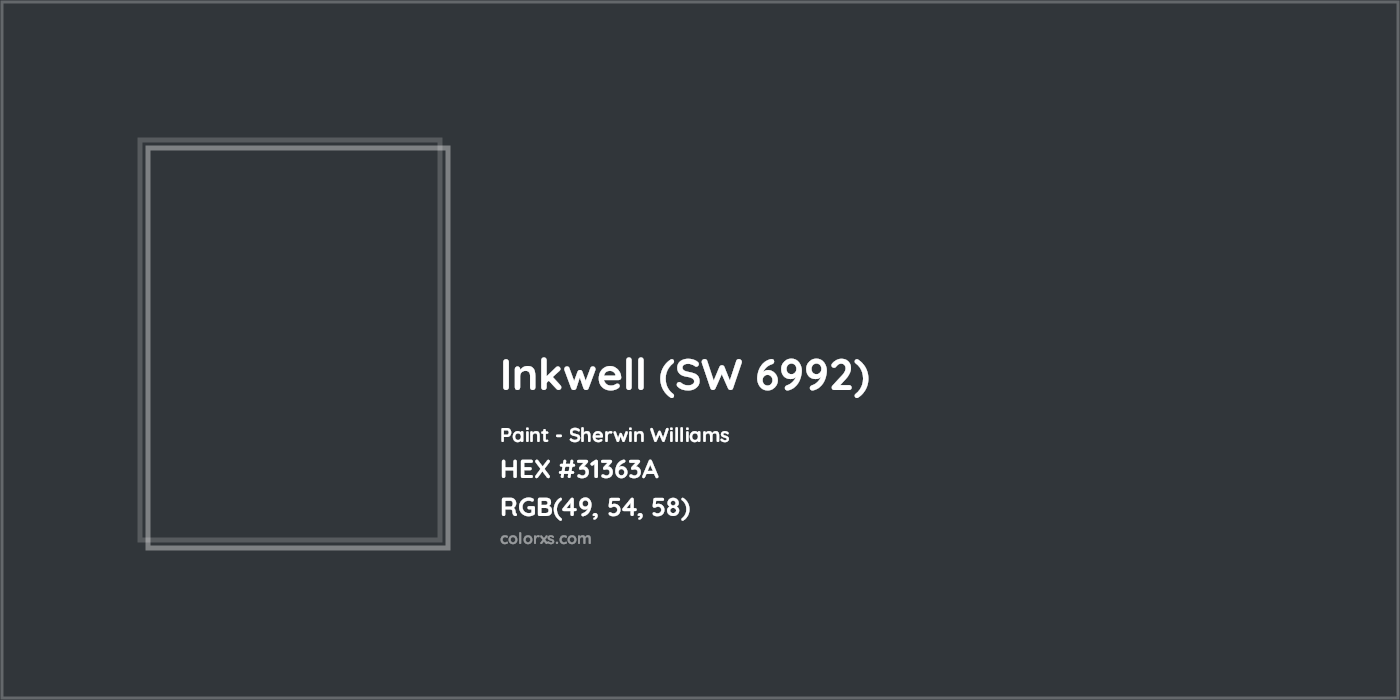 HEX #31363A Inkwell (SW 6992) Paint Sherwin Williams - Color Code