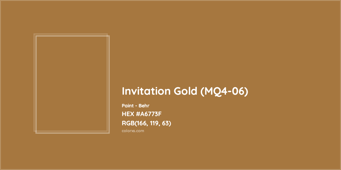 HEX #A6773F Invitation Gold (MQ4-06) Paint Behr - Color Code