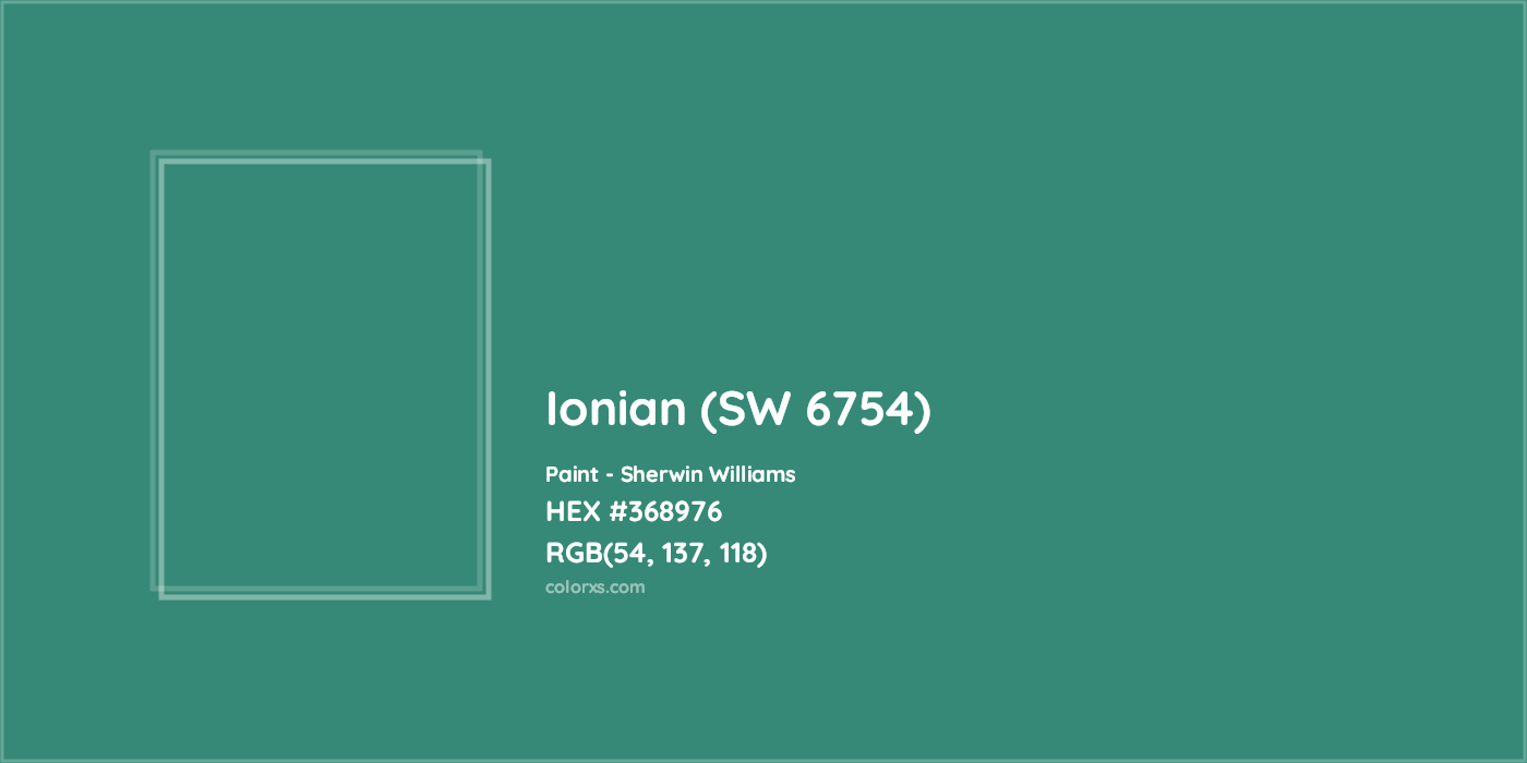 HEX #368976 Ionian (SW 6754) Paint Sherwin Williams - Color Code