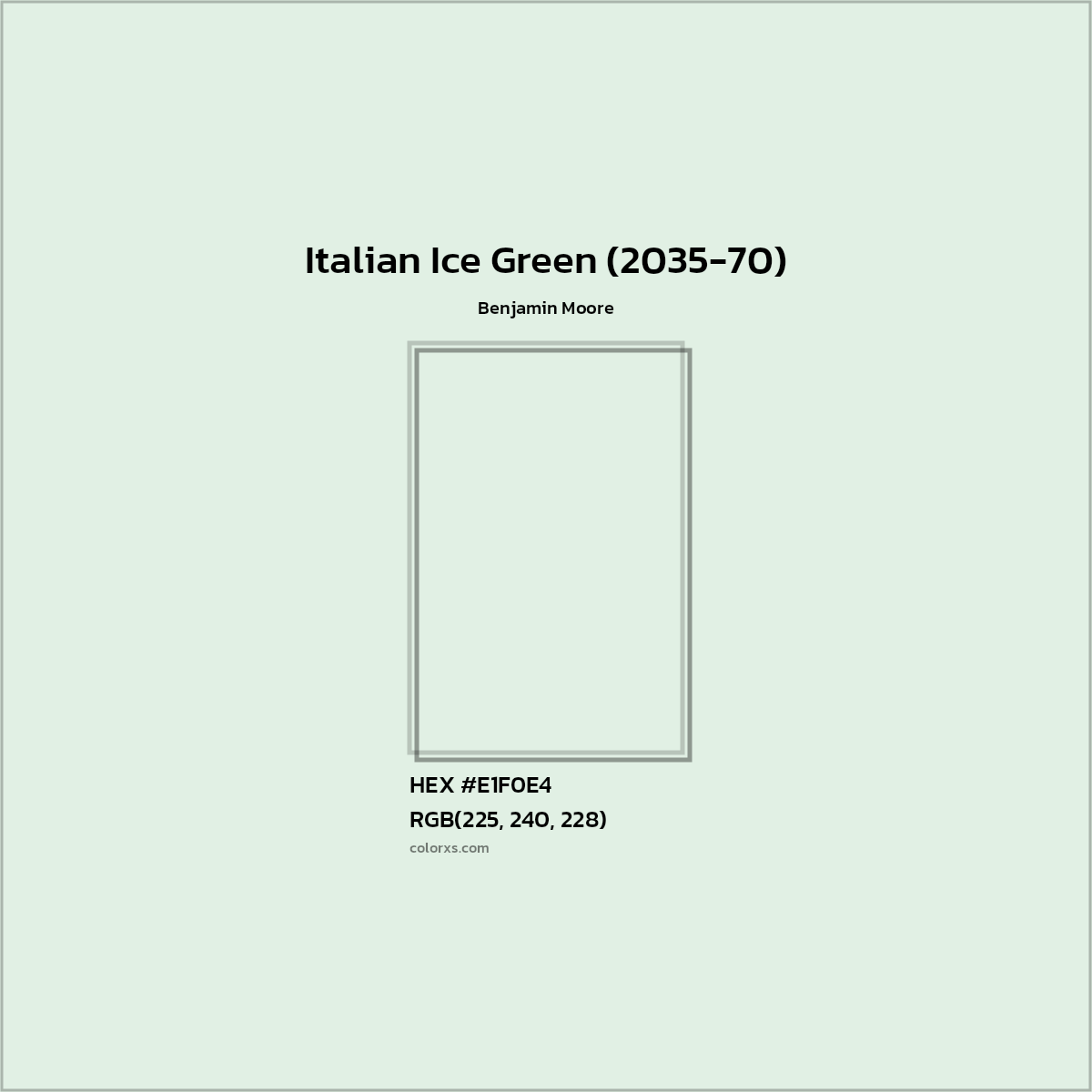 HEX #E1F0E4 Italian Ice Green (2035-70) Paint Benjamin Moore - Color Code