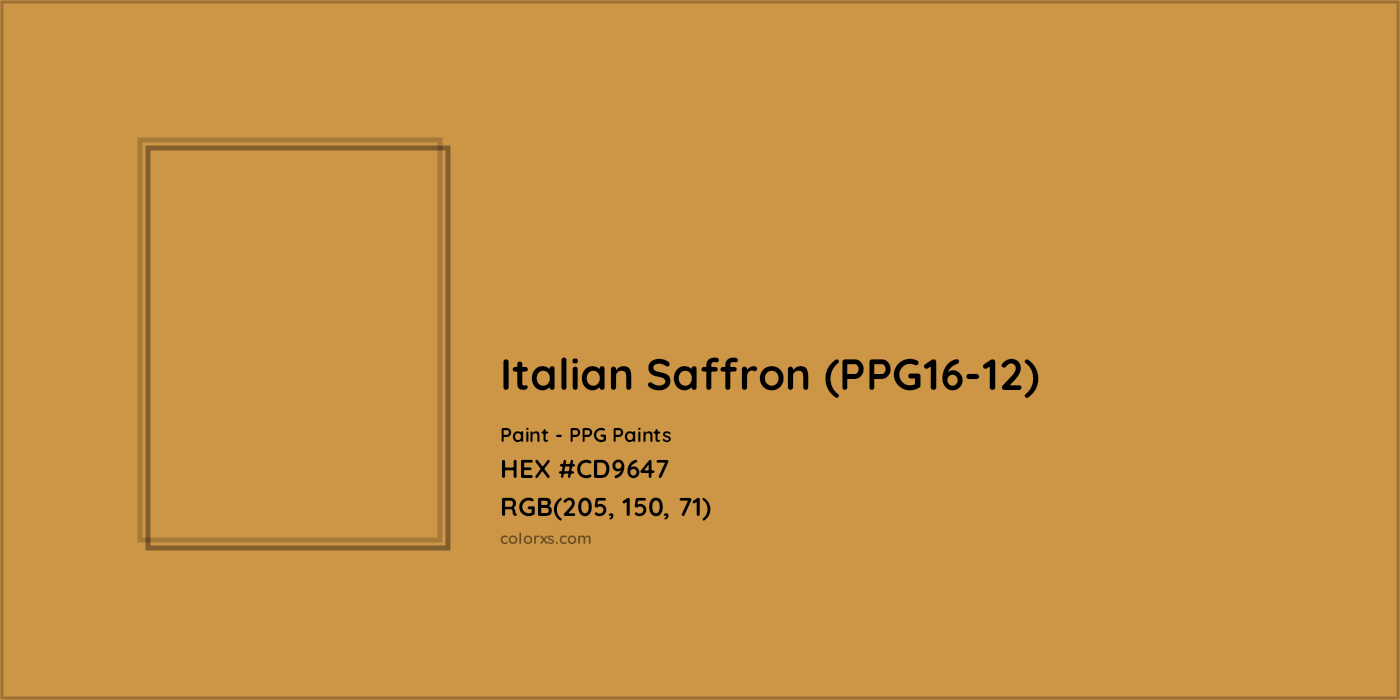 HEX #CD9647 Italian Saffron (PPG16-12) Paint PPG Paints - Color Code