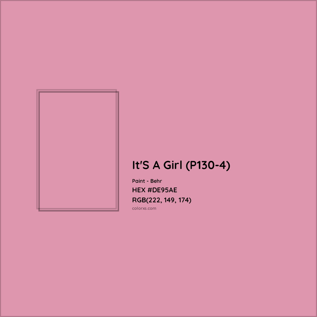 HEX #DE95AE It'S A Girl (P130-4) Paint Behr - Color Code