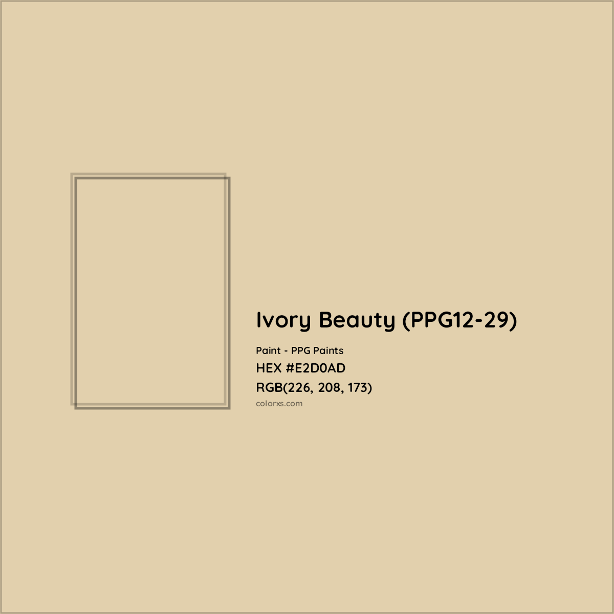 HEX #E2D0AD Ivory Beauty (PPG12-29) Paint PPG Paints - Color Code