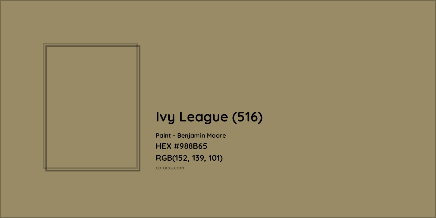 HEX #988B65 Ivy League (516) Paint Benjamin Moore - Color Code