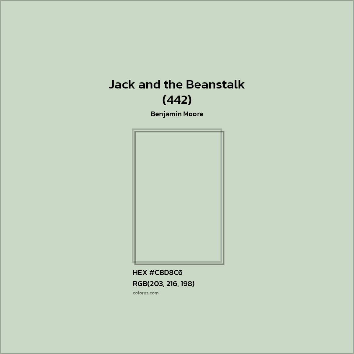HEX #CBD8C6 Jack and the Beanstalk (442) Paint Benjamin Moore - Color Code