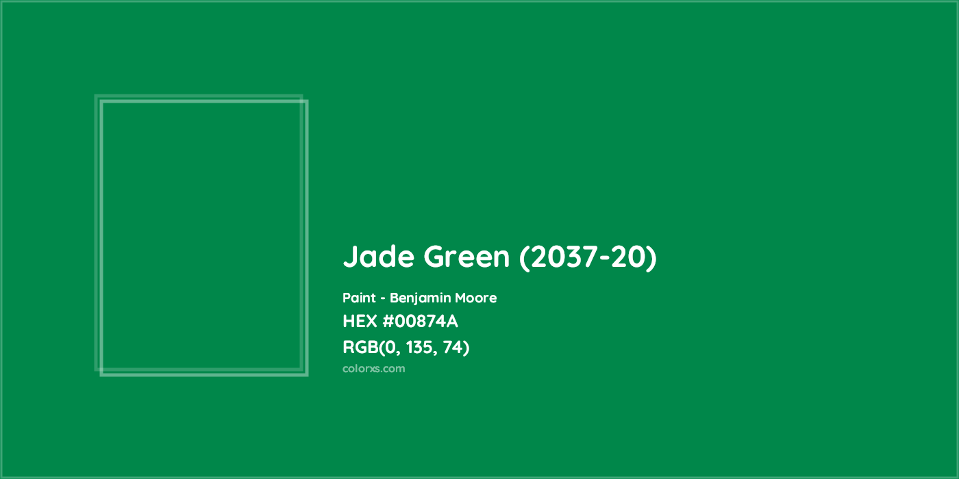 HEX #00874A Jade Green (2037-20) Paint Benjamin Moore - Color Code