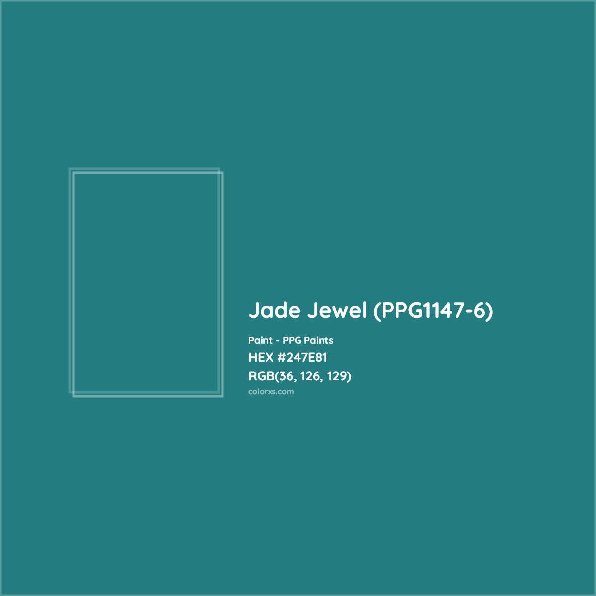 HEX #247E81 Jade Jewel (PPG1147-6) Paint PPG Paints - Color Code
