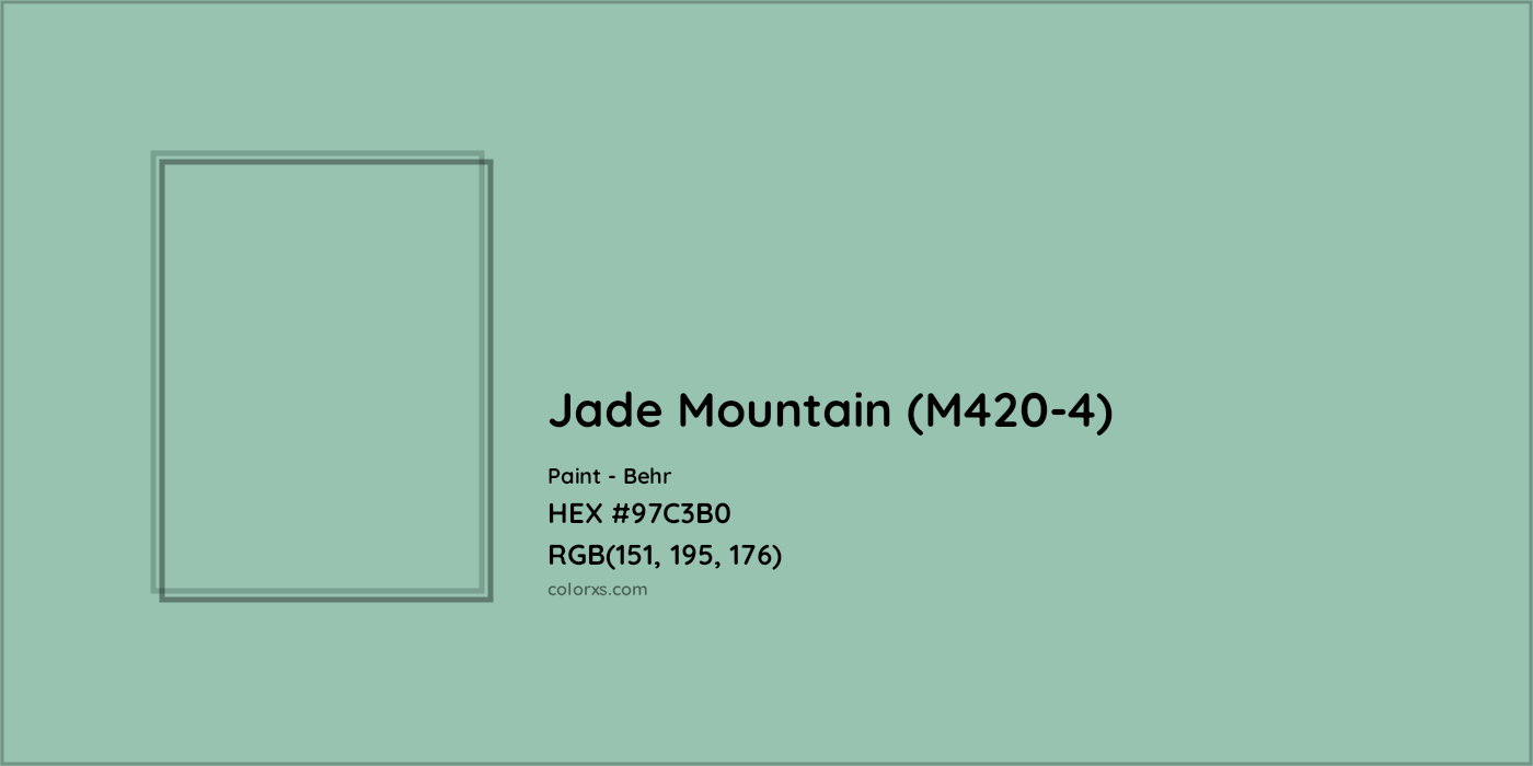 HEX #97C3B0 Jade Mountain (M420-4) Paint Behr - Color Code