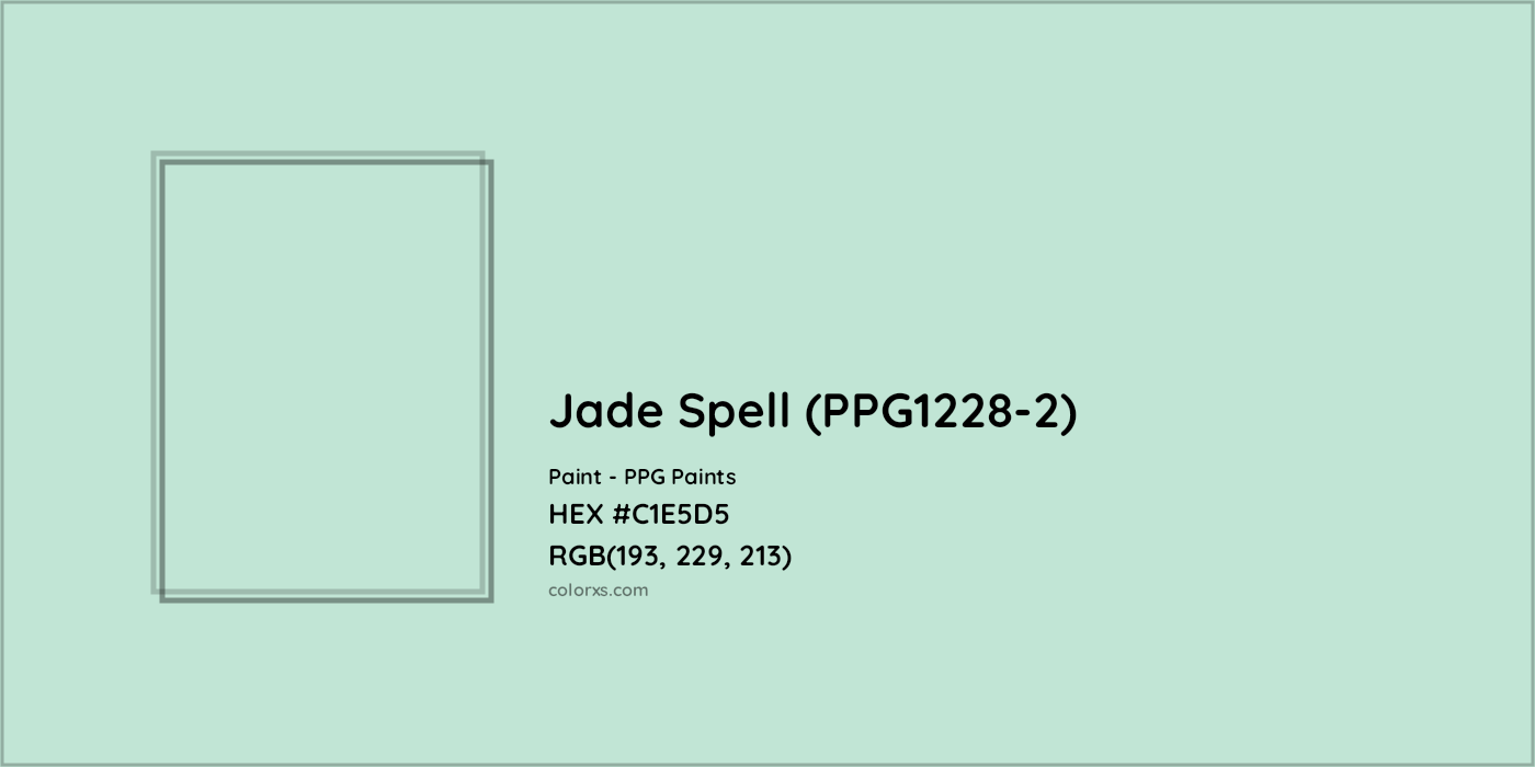 HEX #C1E5D5 Jade Spell (PPG1228-2) Paint PPG Paints - Color Code