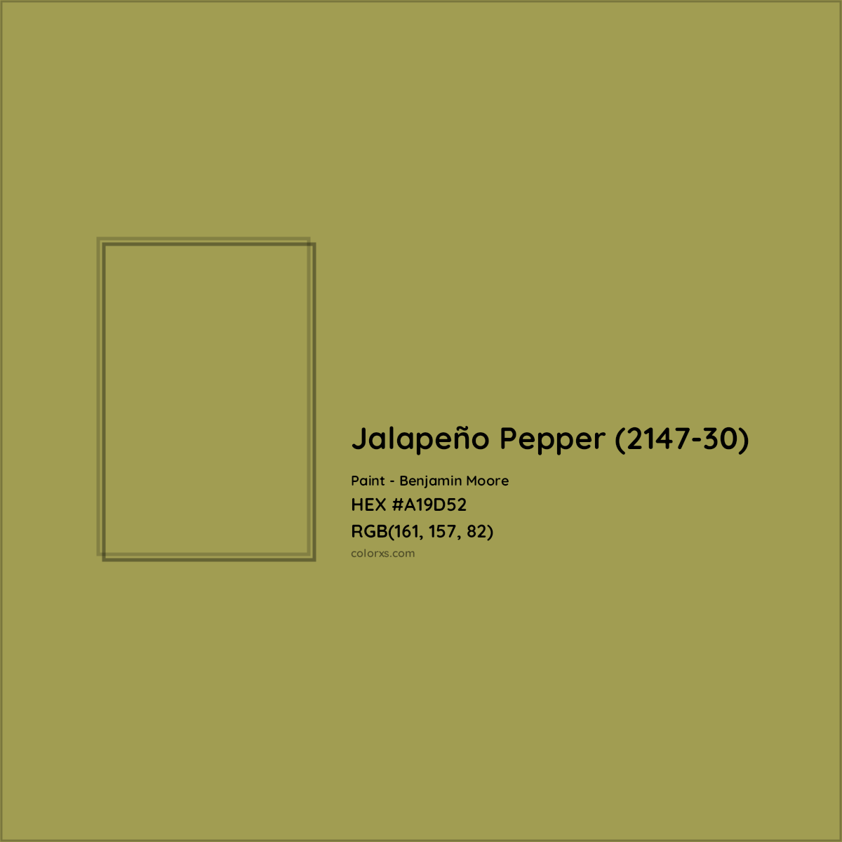 HEX #A19D52 Jalapeño Pepper (2147-30) Paint Benjamin Moore - Color Code