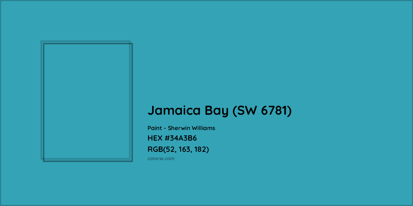 HEX #34A3B6 Jamaica Bay (SW 6781) Paint Sherwin Williams - Color Code