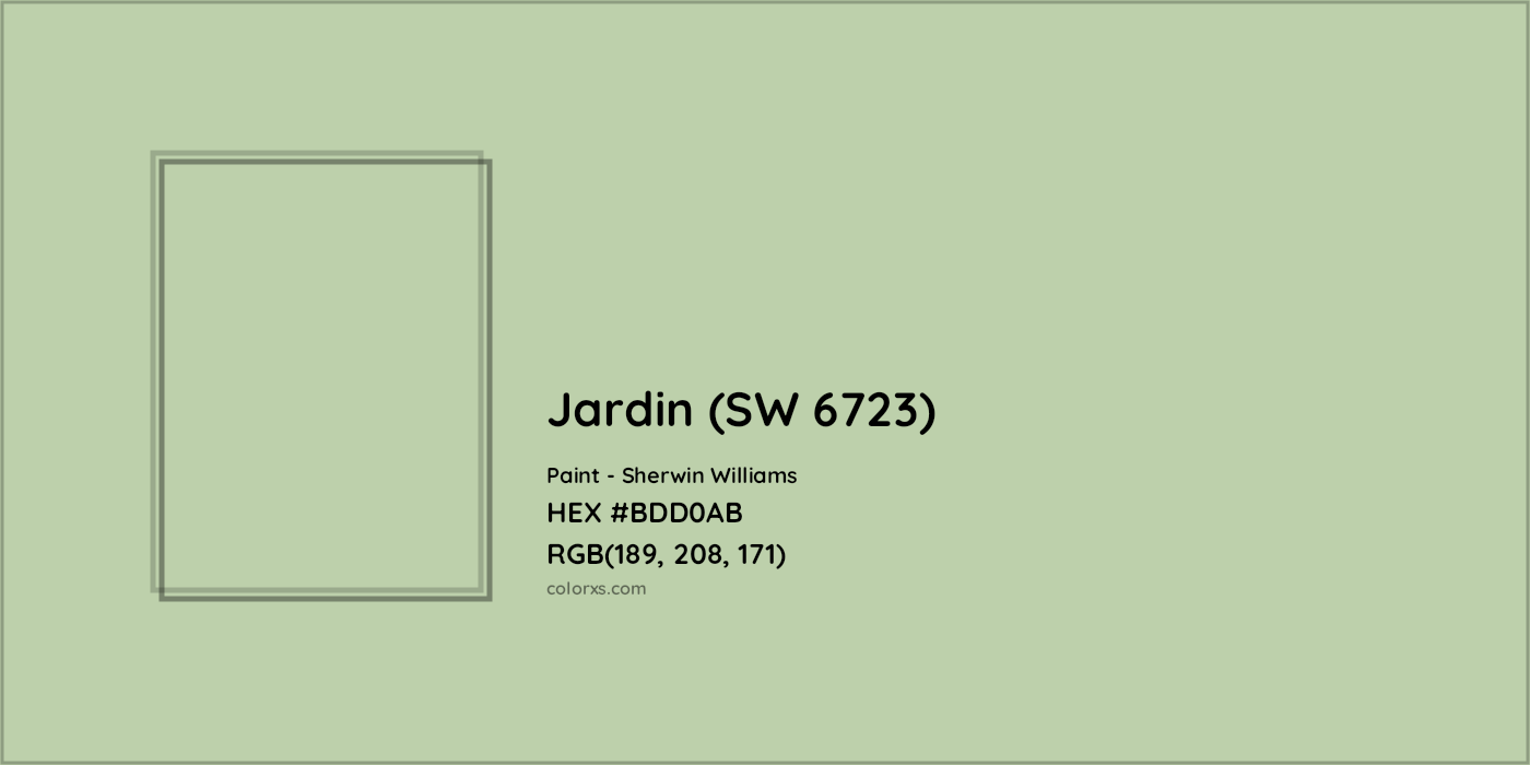 HEX #BDD0AB Jardin (SW 6723) Paint Sherwin Williams - Color Code