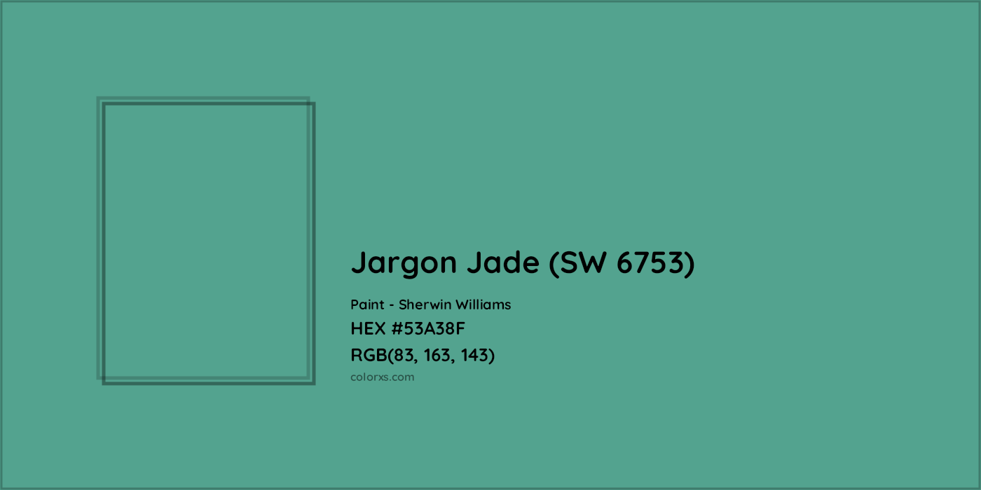 HEX #53A38F Jargon Jade (SW 6753) Paint Sherwin Williams - Color Code
