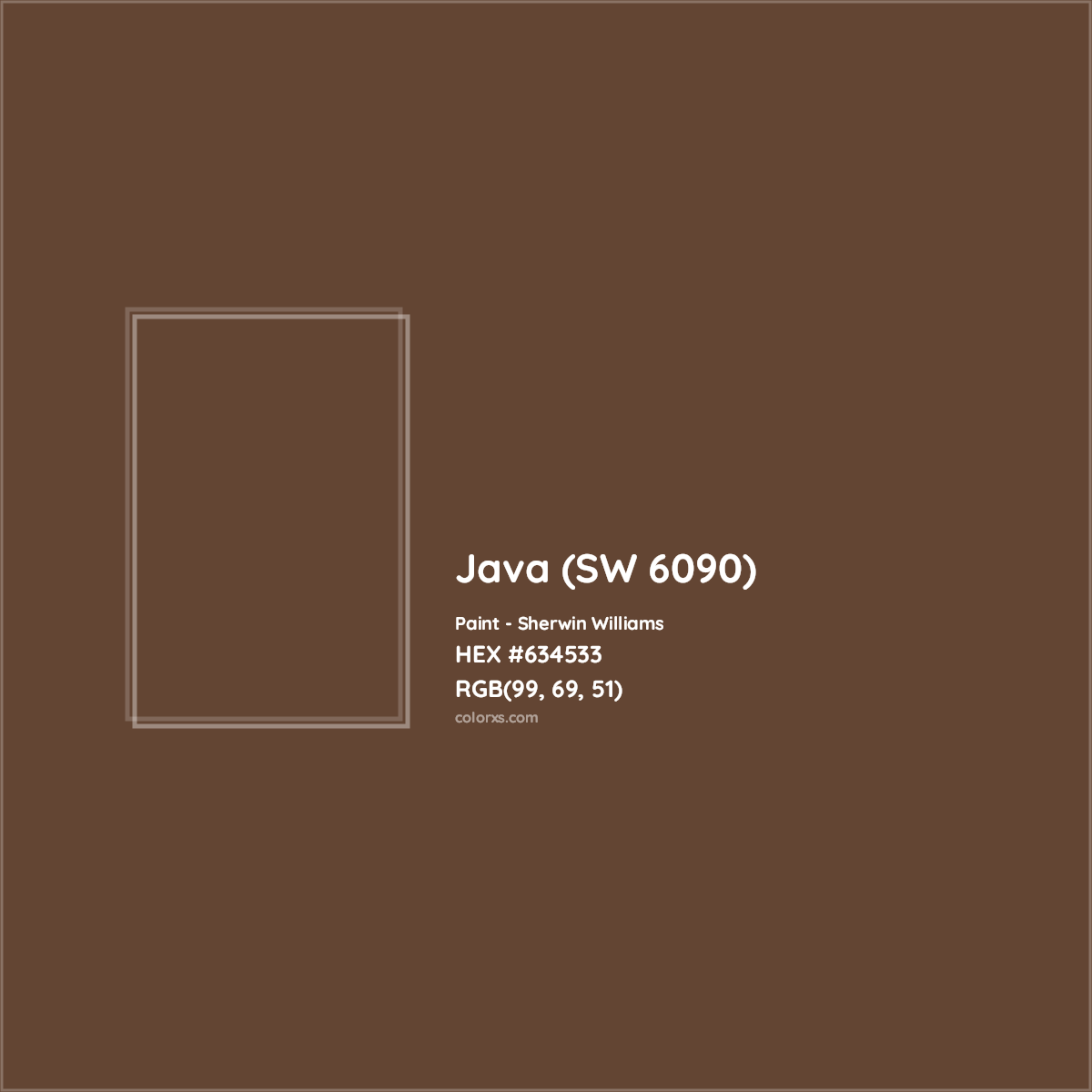 HEX #634533 Java (SW 6090) Paint Sherwin Williams - Color Code