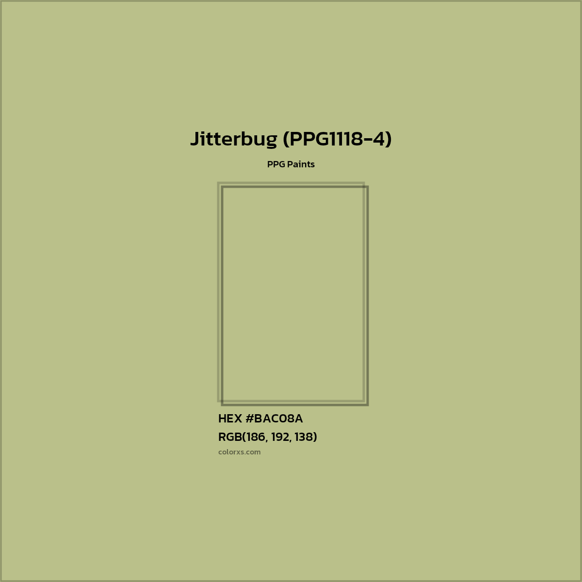 HEX #BAC08A Jitterbug (PPG1118-4) Paint PPG Paints - Color Code