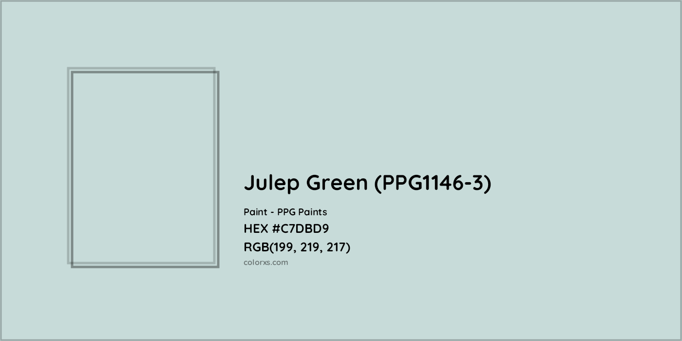 HEX #C7DBD9 Julep Green (PPG1146-3) Paint PPG Paints - Color Code
